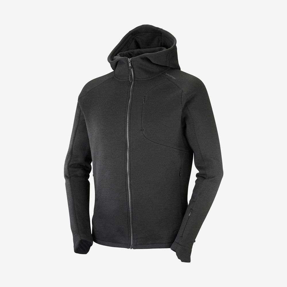 Warstwy Pośrednie Męskie Salomon OUTLIFE TECH LS FZ MID HOODIE M - Czarne - Polska (089-JKGALB)